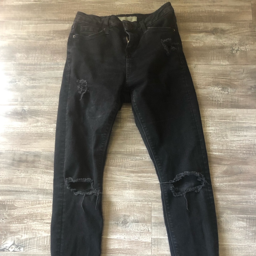 Topshop black ripped Jamie moto Jeans 26